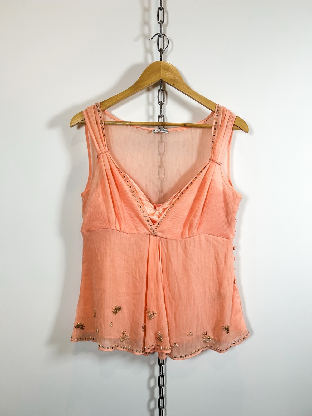 Y2K Coral Fairy Beaded Layered Tank
